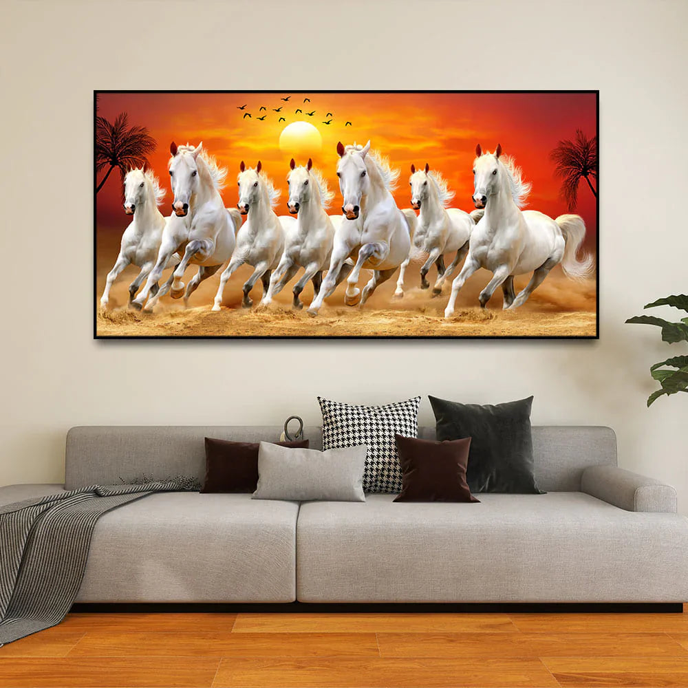 White Horses of Twilight Canvas Wall Painting